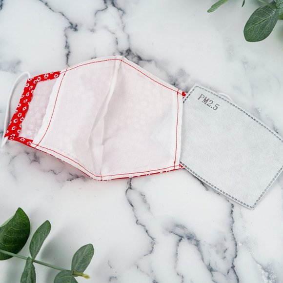 Petit Red Floral, Cotton face mask - Picture 2 of 3